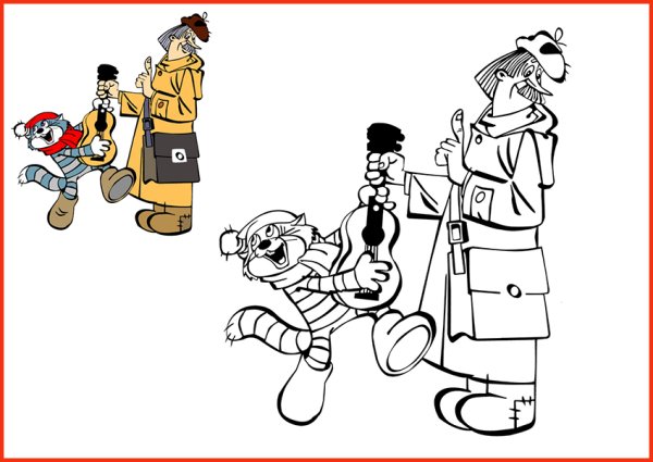 Раскраска почтальона Печкина из Простоквашино