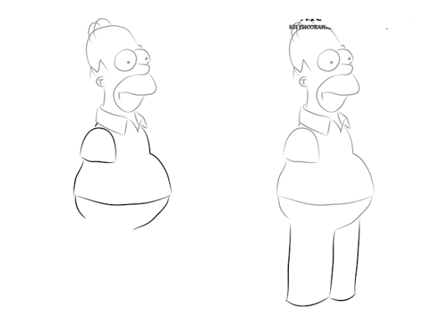 Рисунок Гомера Симпсона карандашом