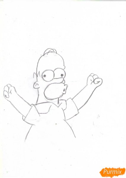 Рисунок Гомера Симпсона карандашом