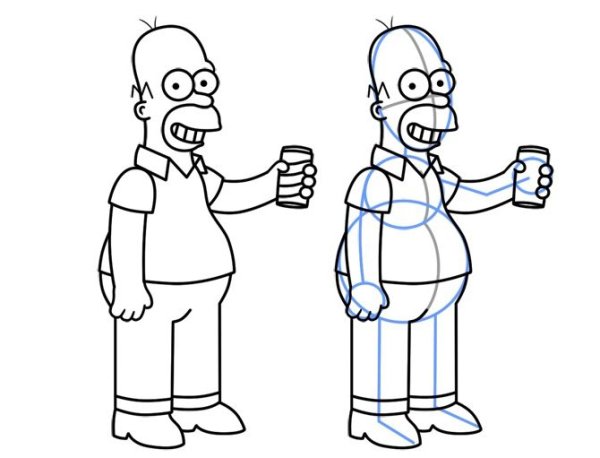 Скетчи карандашом Симпсонов