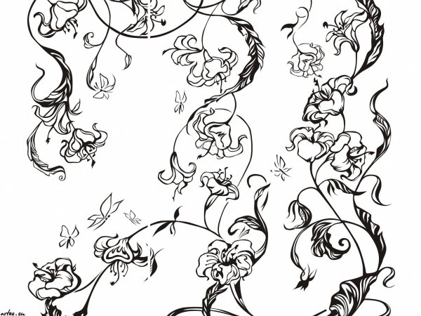 Вьющиеся цветы эскиз
