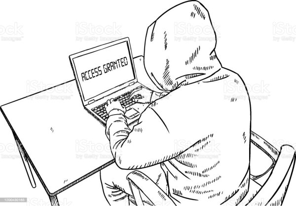 Рисунок хакера карандашом