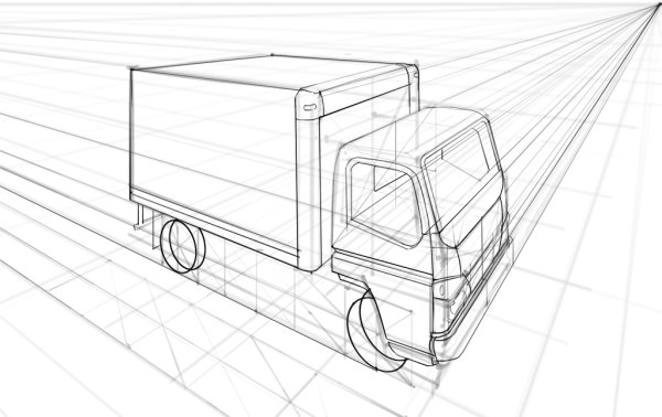 Грузовик в перспективе