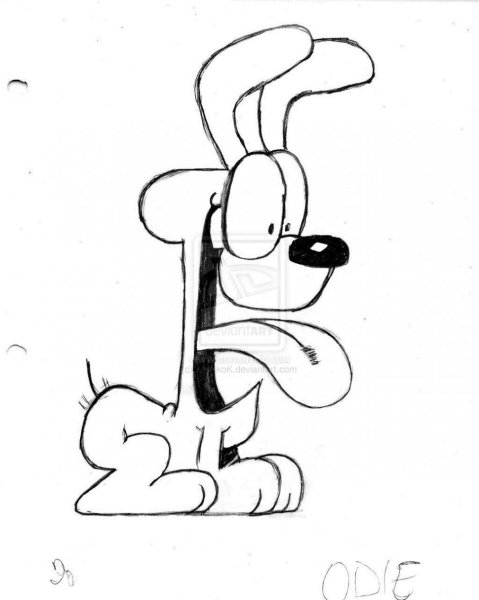 Гарфилд рисунок для срисовки