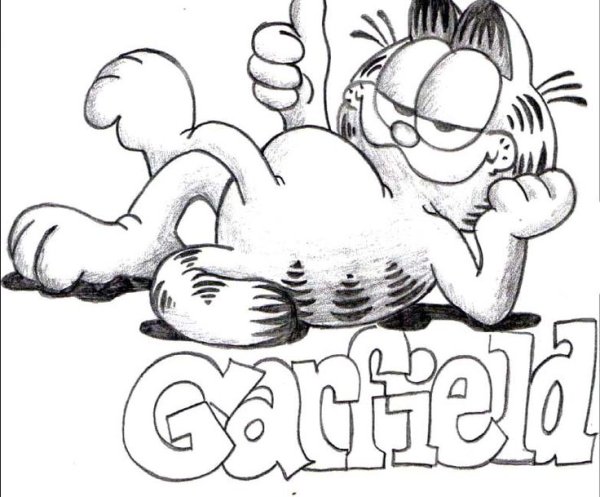 Гарфилд рисунок карандашом