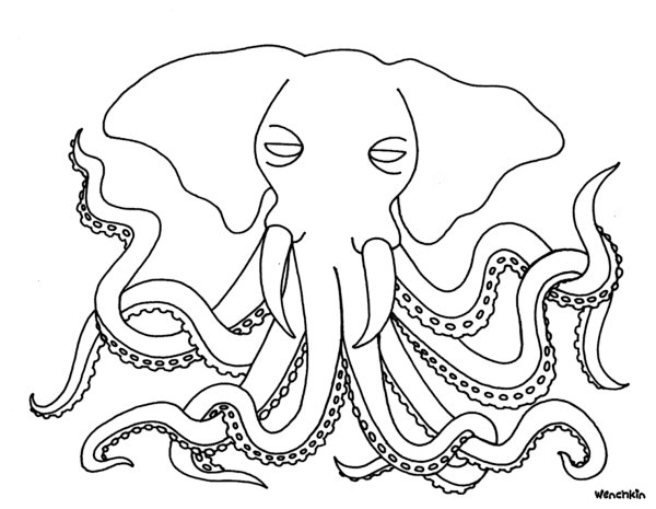 Раскраска гигантский кальмар