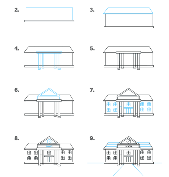 Поэтапное рисование дом