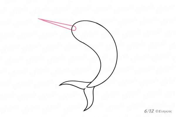 Поэтапное рисование нарвала для дошкольников