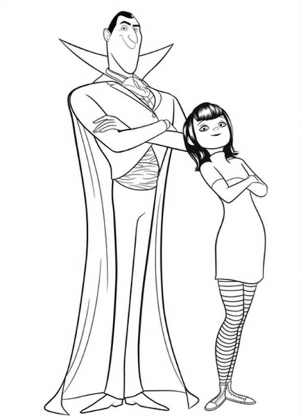 Дракула монстры на каникулах раскраска