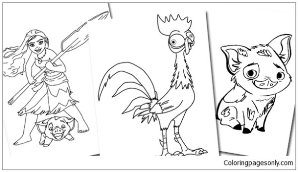 Раскраска Моана петух