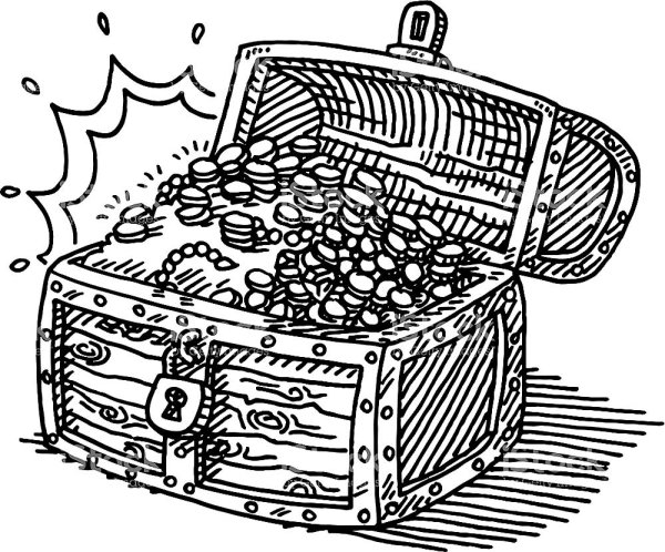 Раскраска сундук с сокровищами