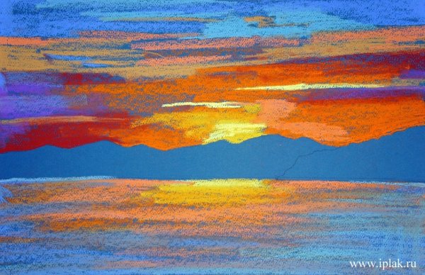 Пейзаж масляными мелками