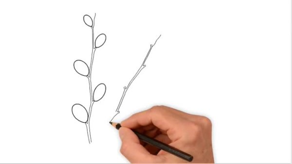 Веточка вербы поэтапно