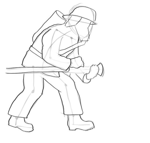 Пожарный рисунок карандашом