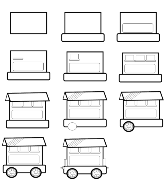 Поезд пошаговое рисование