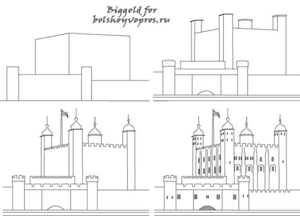 Поэтапное рисование зданий