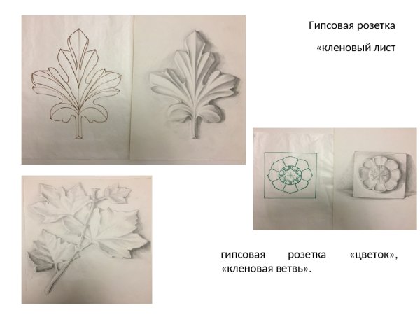 Гипсовая розетка кленовый лист