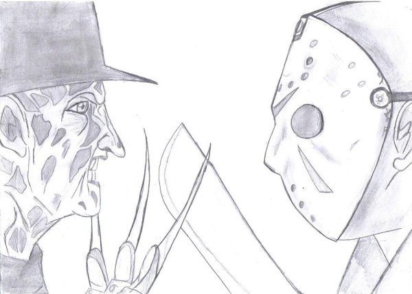 Раскраска Фредди Крюгер против Джейсона