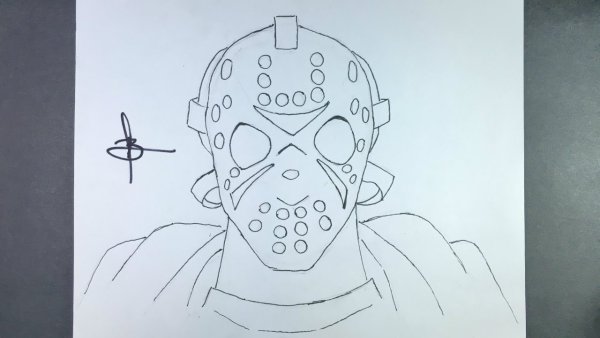 Маска Джейсона рисунок карандашом