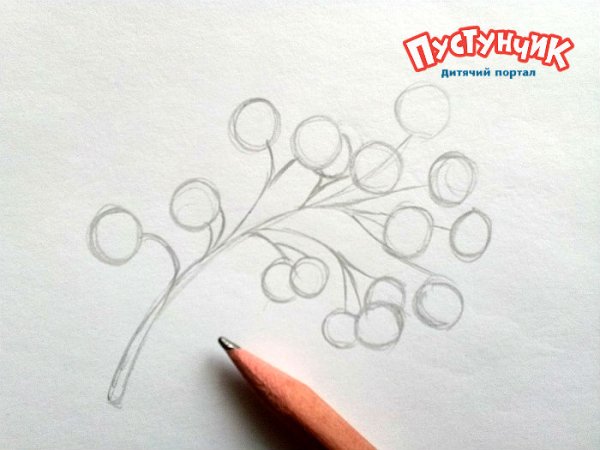 Рисование калины поэтапно