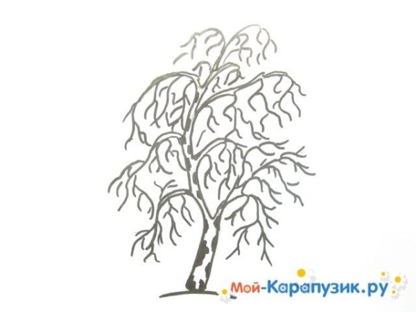 Дуб береза рисования для детей 5 лет