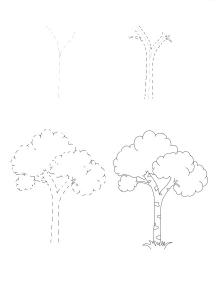 Поэтапное рисование дерева