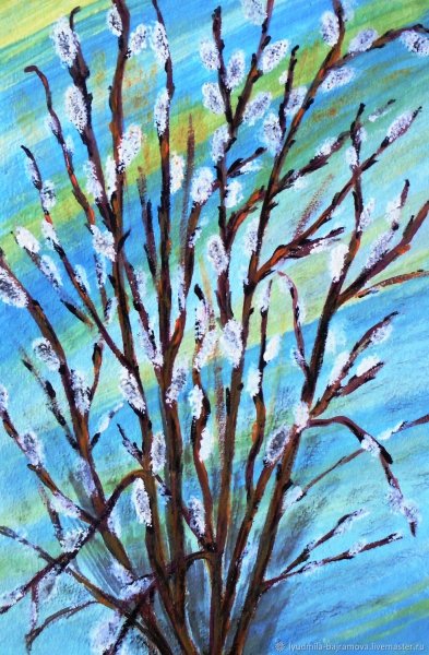 Веточка вербы вектор