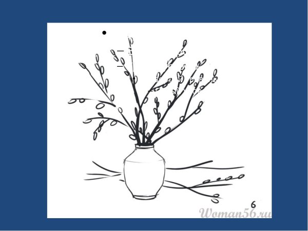 Презентация рисование ветки вербы