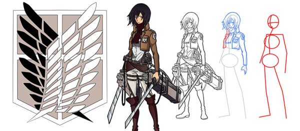 Микаса Аккерман для срисовки