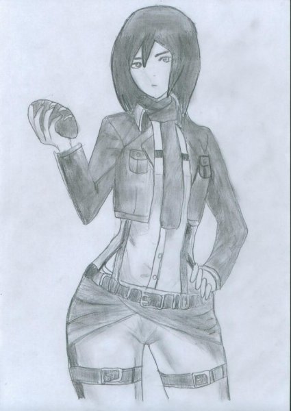 Микаса Аккерман карандашом