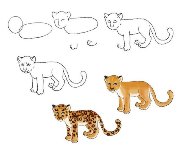 Леопард рисунок детский