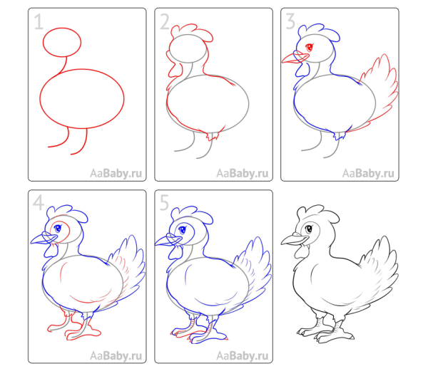 Как нарисовать курицу
