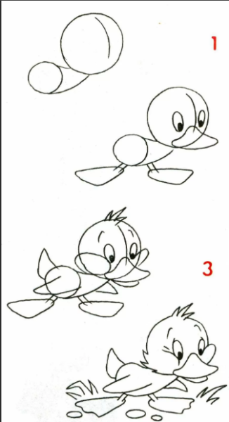 Рисование утенка пошагово