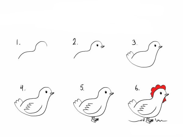 Схема рисования петушка
