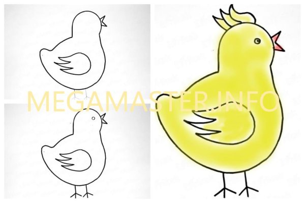 Поэтапное рисование цыпленка