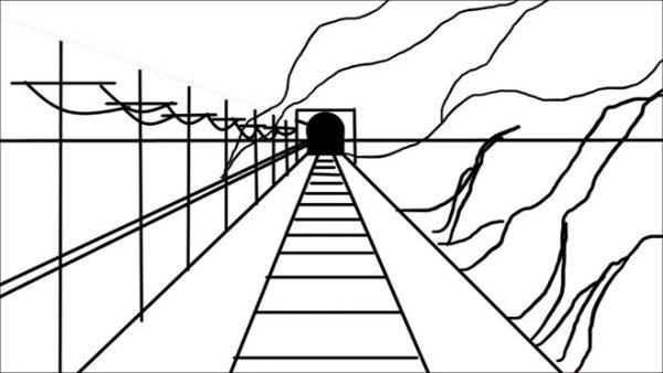 Линейная перспектива рельсы