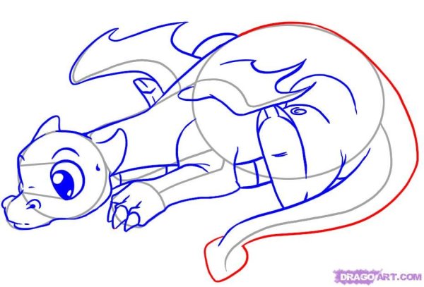 Поэтапное рисование дракона милые