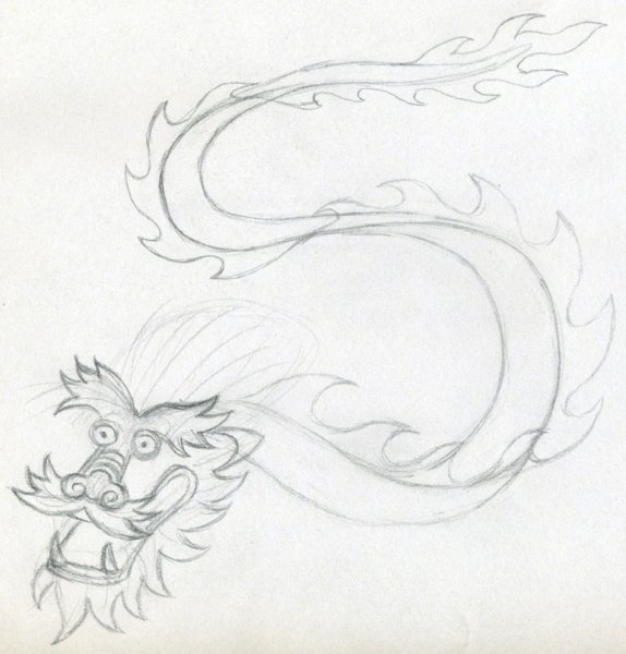Поэтапный рисунок китайского дракона