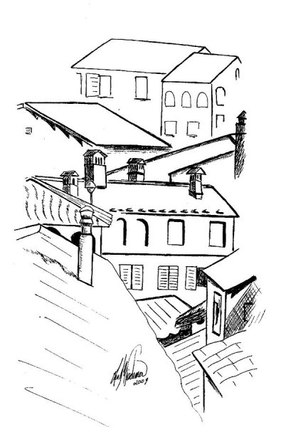 Черепица нарисованная карандашом