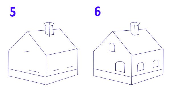 Поэтапное рисование дом