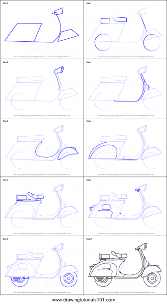 Скутер для рисования для детей пошагово