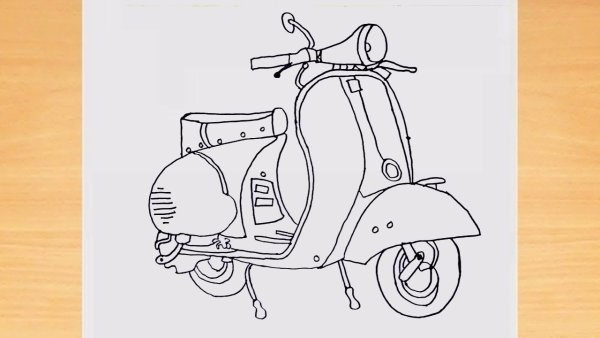 Мопед Веспа рисунок поэтапно