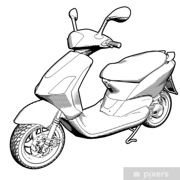 Раскраска скутер