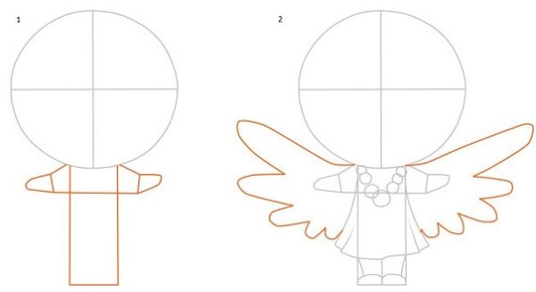 Поэтапный рисунок ангела