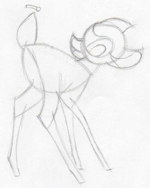 Бэмби рисунок пошагово