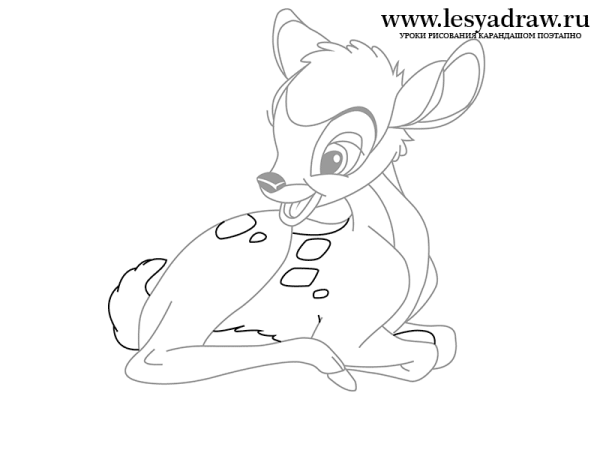 Бэмби рисунок карандашом