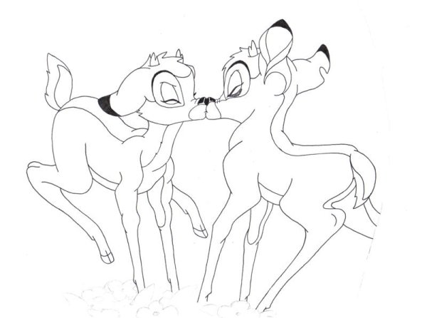 Ронно и Бэмби раскраска