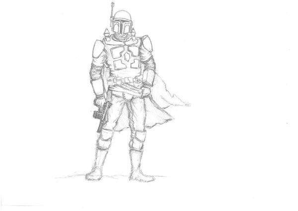 Мандалорец в полный рост рисунок карандашом