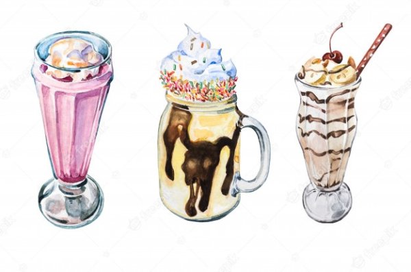 Новогодний милкшейк рисунки акварелью
