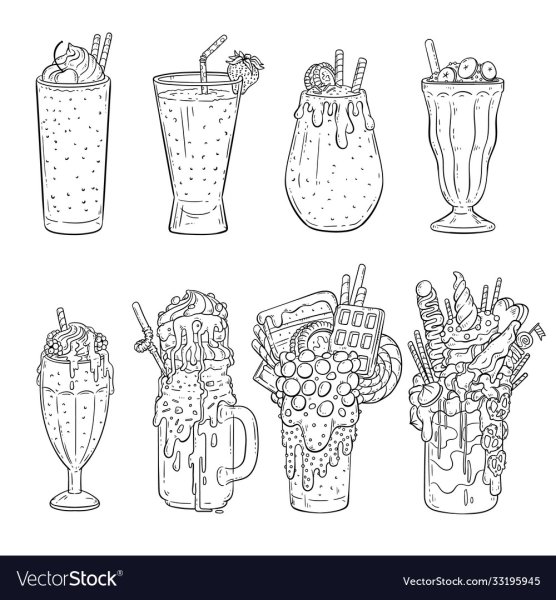 Молочные коктейли раскраска